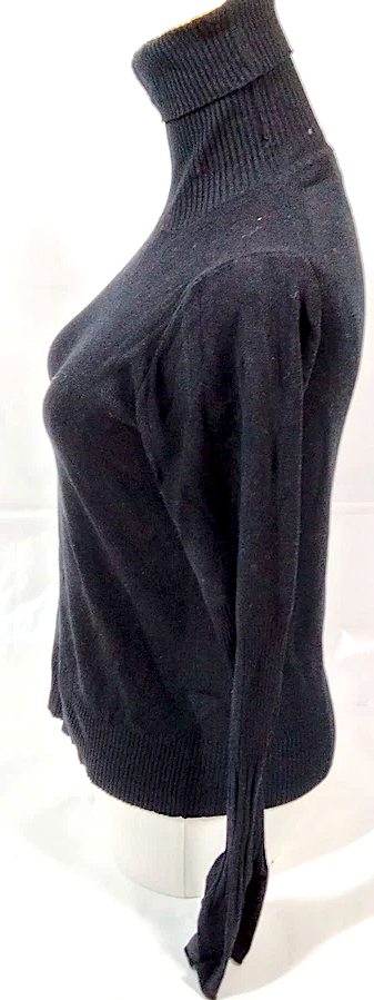 Fendi Italy. Black Rayon, Polyester Sweater, Bell Cuffs