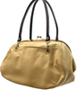 AYANOKOJI JAPAN. Large Kiss Lock Beige Canvas Shoulder Bag