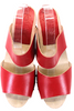 French Theo For Agnes B Paris. Red Leather Block Heel Slide Sandals  Size 39.5