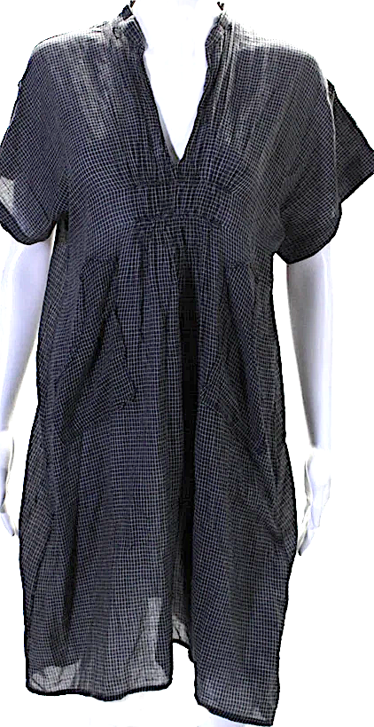 Etoile Isabel Marant Black Cotton Geometric Patterned V Neck Dress