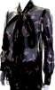 Alexander McQueen UK. Black Butterfly Print Tie Front Sheer Blouse