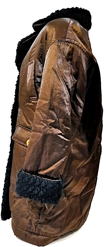 Givenchy Paris. Vintage Brown Rayon.Nylon Coat w/Black Faux Fur Accents