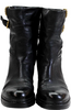 Prada Sport Italy. Black Leather  Slip On Block Heel Double Buckle Boots Size 39.5