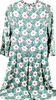Prada Italy. Green Variations Rayon, Polyurethane Print Dress