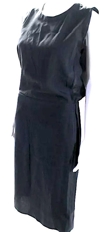 Maison Margiela Paris. MM6. Midnite Blue Navy Silk Crew Neck Shift Dress