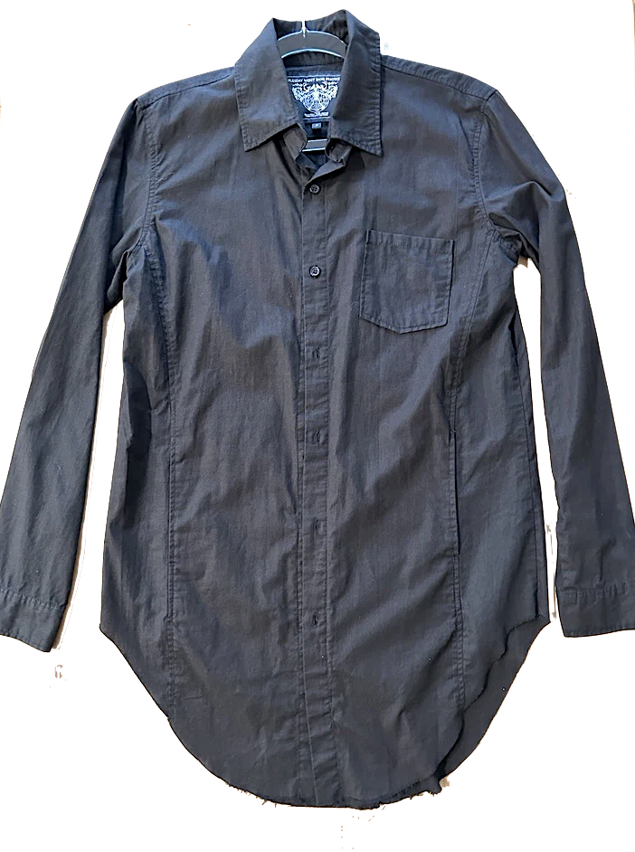 Tuesday Night Band Practice Avant Garde. NEW NO TAG, Black Cotton Long Button Down Shirt Dress