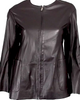 JIL SANDER Dark Raisin Brown Leather & Black Poly Techno Reversible Jacket