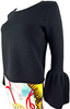 Co Japan. Japanese Yarn Black Wool Sweater with Flare Cuffs