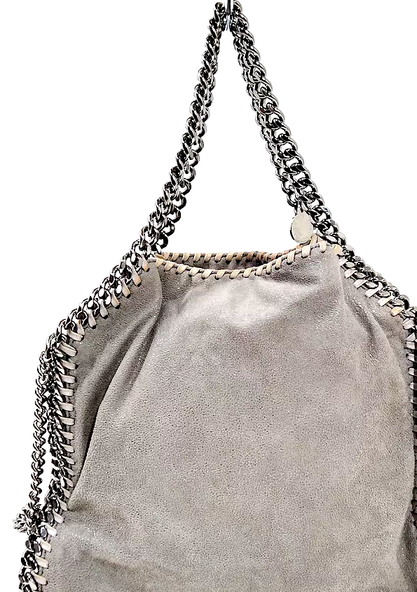 Stella McCartney UK. Gray "Falabella" Small/Medium Vegan Leather "Falbella" Shoulder Bag