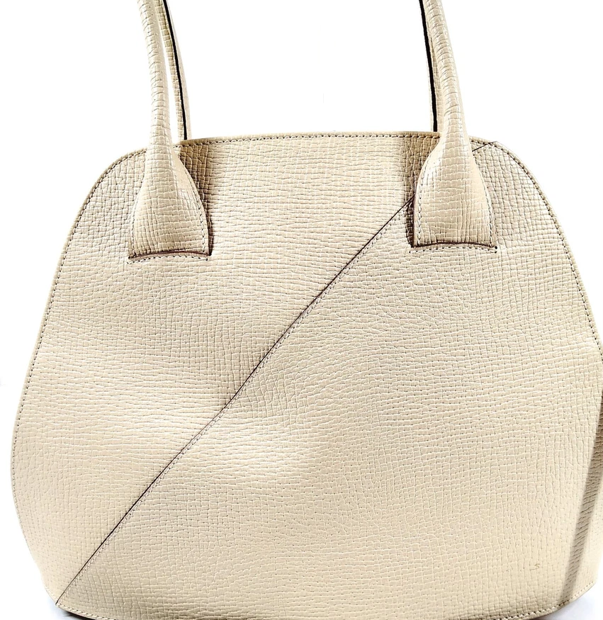 LOEWE MADRID. White Grained Leather Shoulder Bag