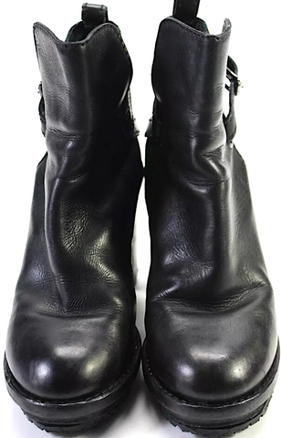 Azzedine Alaia Paris. Black Lace Up Leather Stiletto Combat Boots Booties Size 37.5