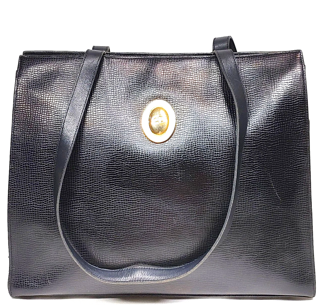 Christian Dior Paris. Black Leather Tote Bag