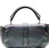 LOEWE MADRID. Black Pebbled Leather Silver Hardware Mini Shoulder Bag