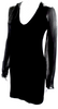 Joseph Italy. Black Wool Blend V Neck Sheer Long Sleeve Leather Accent Pencil Dress