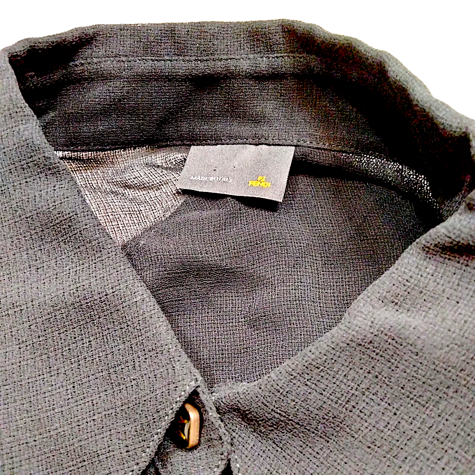 Fendi Italy. Black Rayon Semi Sheer Top