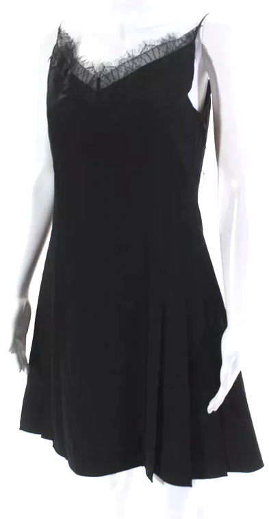 ADEAM JAPAN. NEW W/TAGS. Black Wool Lace Trim V Neck A Line Punk Camisole Dress ADEAM JAPAN. NEW W/TAGS. Black Wool Lace Trim V Neck A Line Punk Camisole Dress