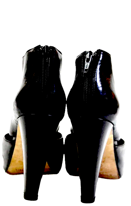 Loeffler Randall Womens Leather Round Toe Back Zip Heels Black Size 8.5B