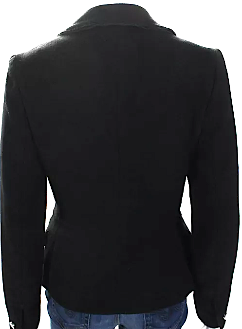 Prada Italy. Black Wool Twill Button Up Blazer Jacket