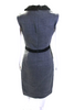 Prada Italy. Gray Wool Peter Pan Collar Sleeveless Mid-Calf Dress