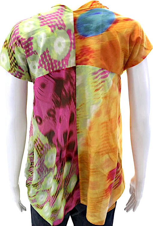 Issey Miyake Japan. Cotton Abstract Short Sleeved Buttoned Multicolored Shirt