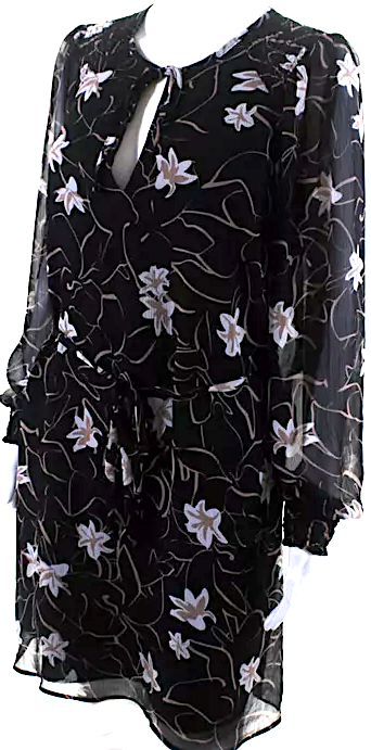 Elizabeth & James NY. Black/White Floral Print Drop Waist Dress