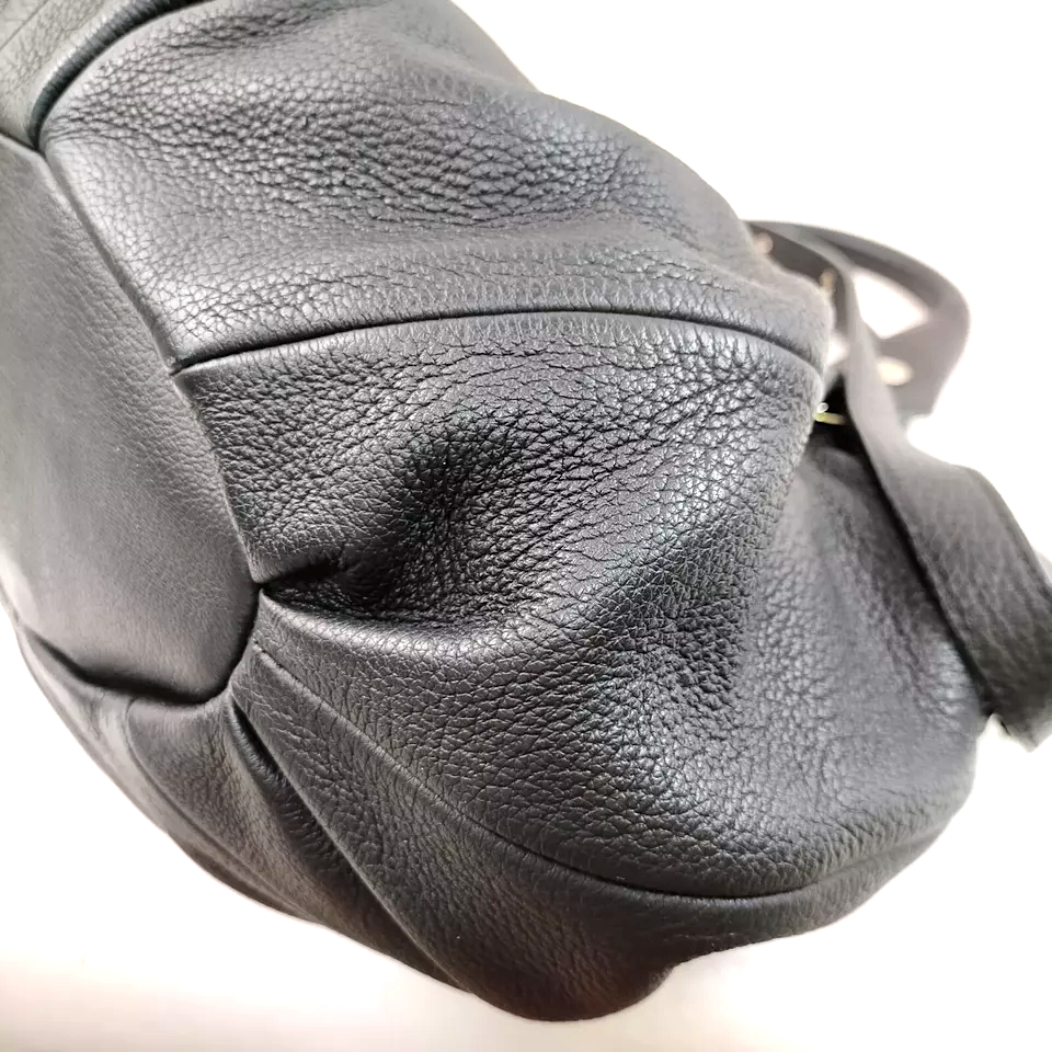 CELINE PARIS. Black Pebbled Leather Shoulderbag / Crossbody Bag w/Strap