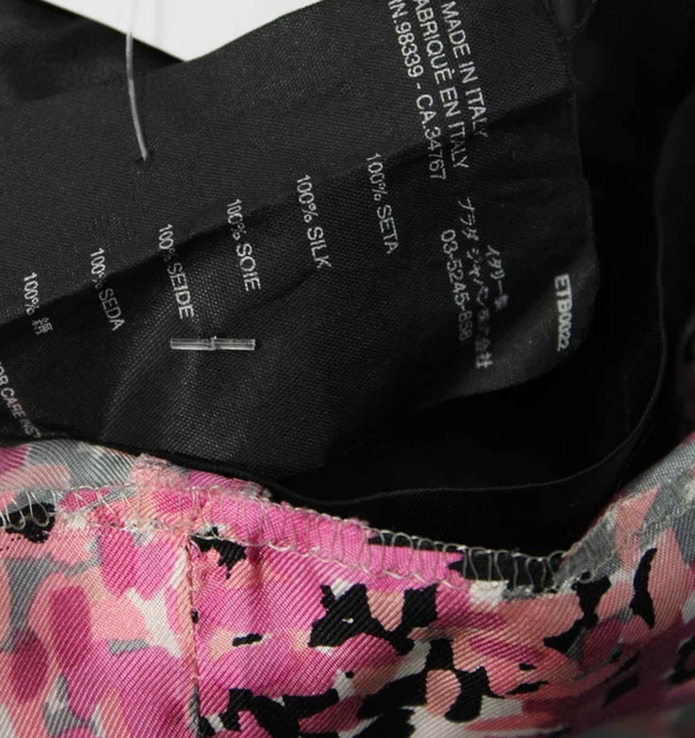 Prada ITALY. Pink Abstract Floral Silk Print Sheath Dress w/ Tie Waist