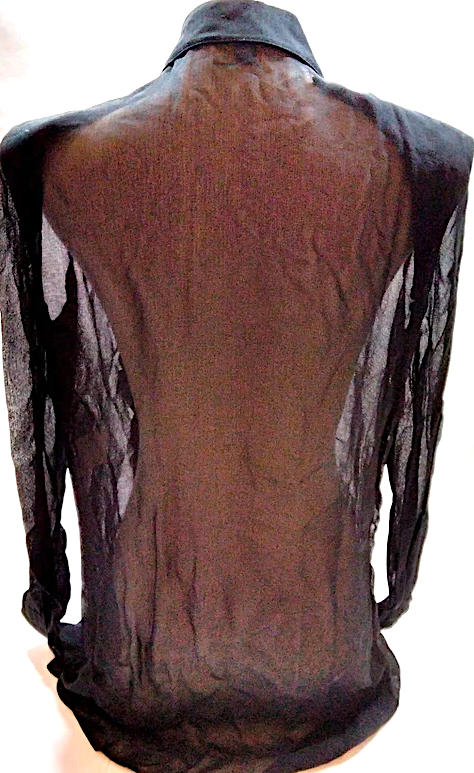 Fendi Italy. Black Rayon Semi Sheer Top