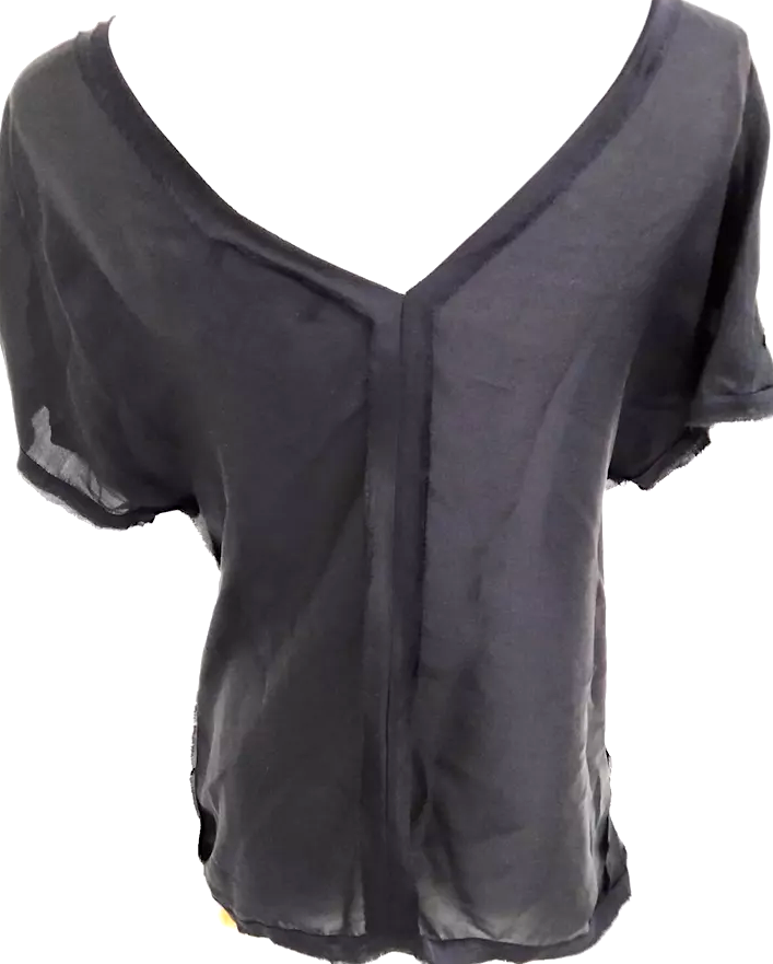 Chanel Paris. Black Textured Stripes Silk Top / Blouse