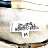 Hermes Paris. Light Blue Silk Scarf Motif Button Top