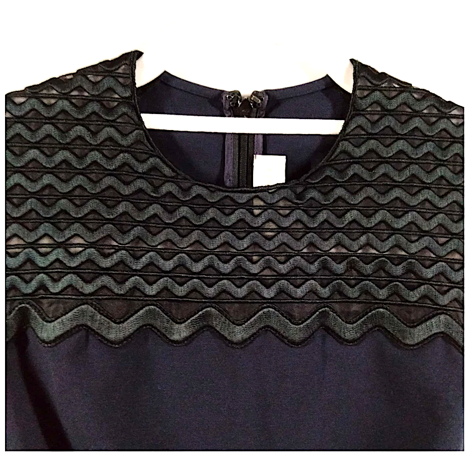 Stella McCartney UK. Navy Blue Rayon, Nylon, Vegan Leather Dress