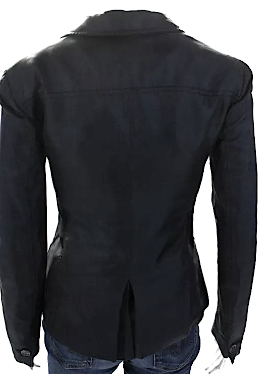 Prada Italy. Black Silk Twill Button Up Blazer Jacket