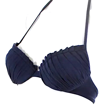 LA PERLA. NEW. NWT. Navy Blue Pleated Halter Bikini Swimsuit Top Size IT 40