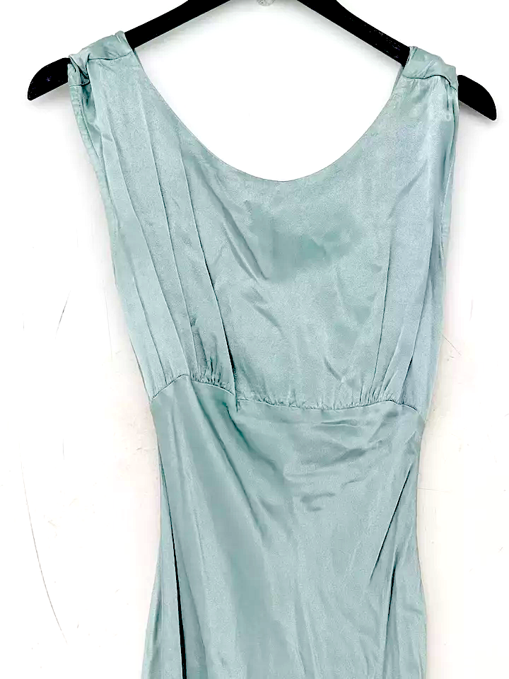 Ghost London. Tanya Sarne. Sea Foam Green Viscose Hooded Button Detail Maxi Dress