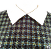 Prada Italy Vintage Plaid Sequins and White Collar Cotton Top