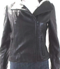 DSTLD Black Lambskin Leather High Neck Long Sleeve Zip Up Jacket