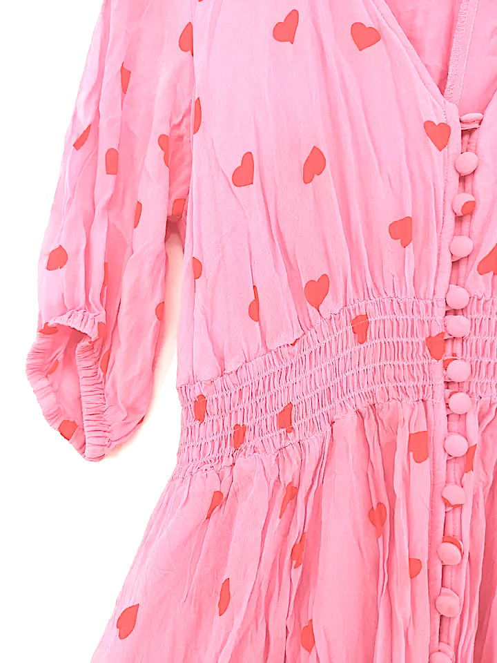 Ghost London UK. Tanya Sarne. Pink 100% Viscose 3/4 Sleeve Long V-Neck Maxi Dress
