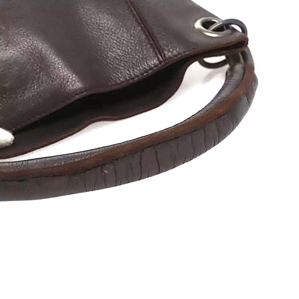 BOTTEGA VENETA Italy. Dark Brown Pebble Leather Shoulder Bag