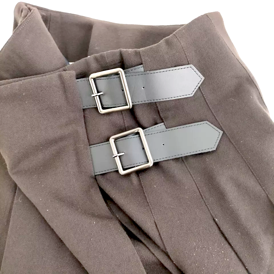 Burberry London.  Brown/Grays Double Side Belted Wool, Polyurethane Skirt