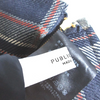PUBLIC TOKYO. JAPAN. Navy Tartan Plaid Check, deformed cut high waist skirt