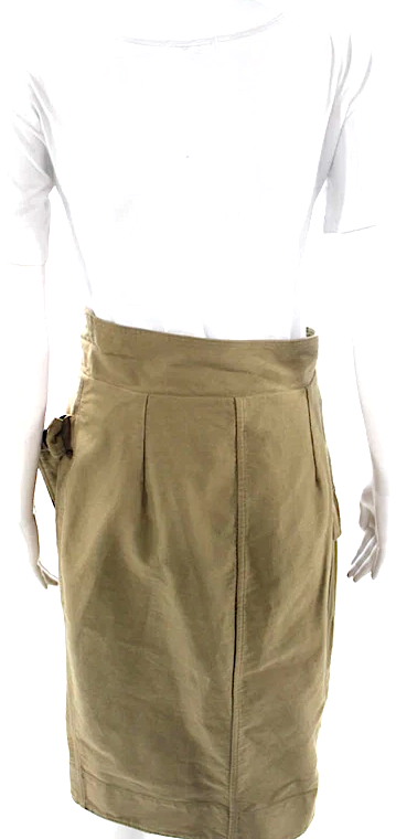 Isabel Marant Etoile Paris. Tan Color Cotton Cargo Wrap Knee Length Skirt