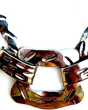 Italian Designer Luisa Conti Signed Vintage Statement Runway Silverplate Big Link Choker