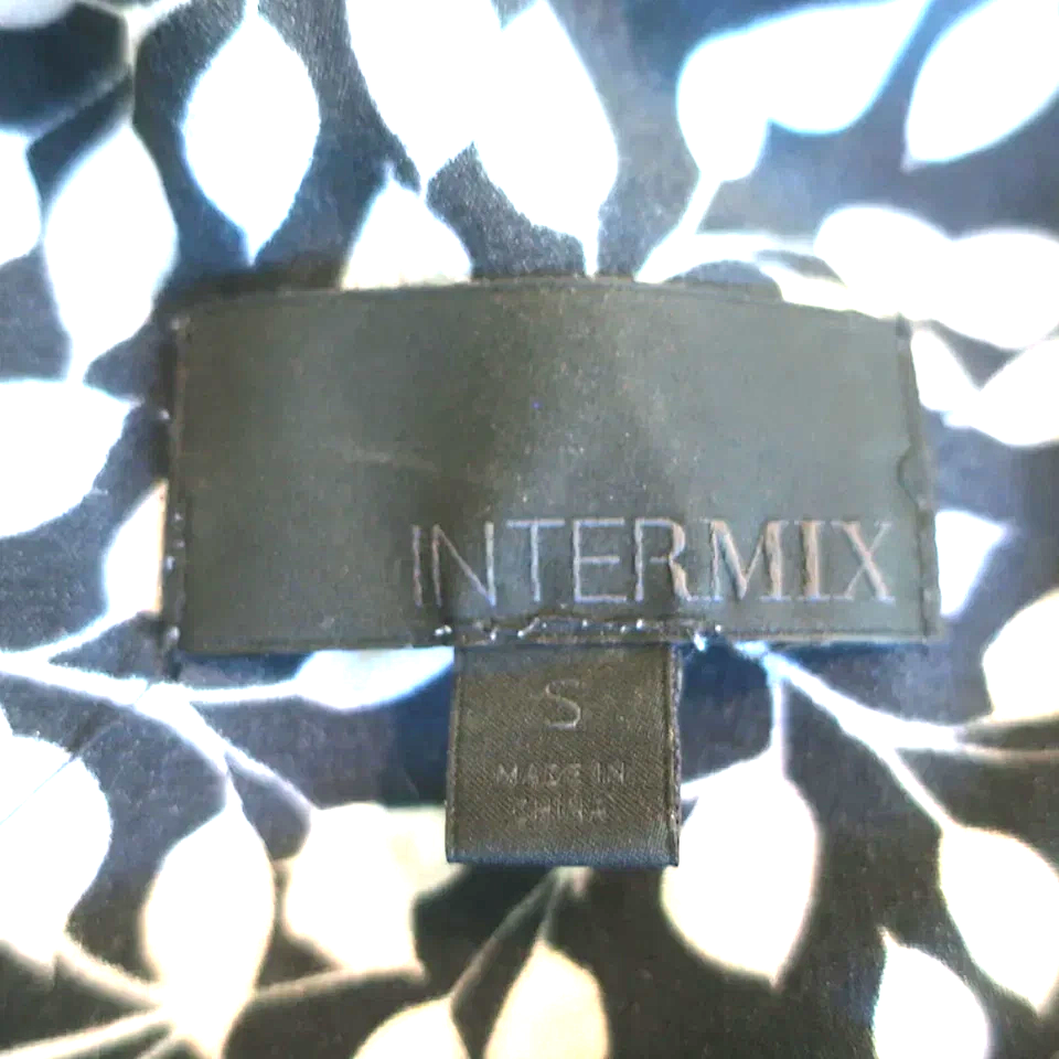 Intermix NY. Silk Layla Navy Leaf Print Ruffled High-Low Dress