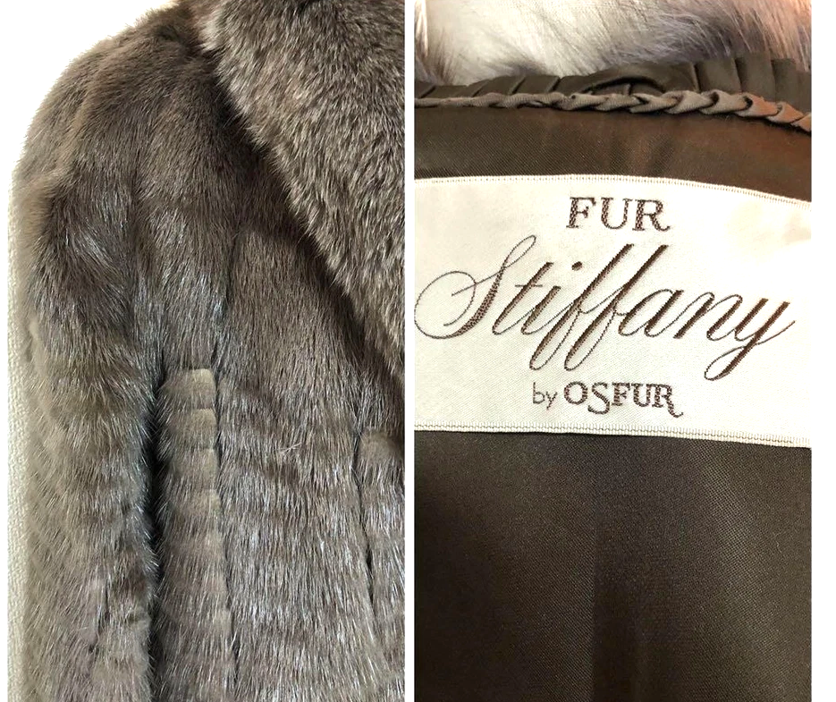 Stibbany by OSFUR Mocha Color Mink & Fox Fur Collar Coat