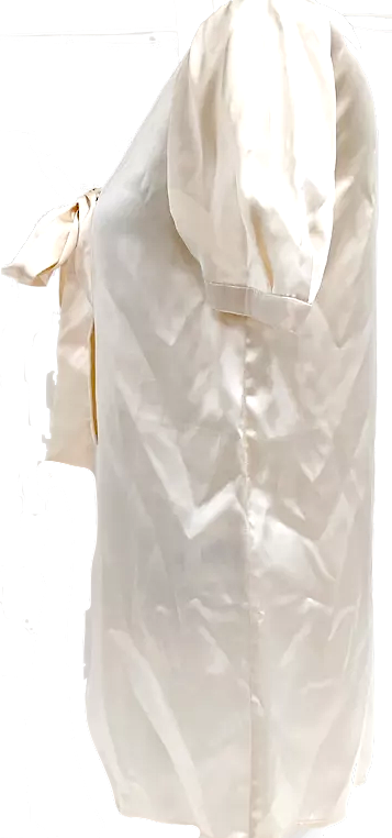 Saint Laurent Paris. Cream Silk Blouse w/Tie Top