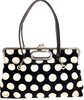 AYANOKOJI JAPAN. Black Canvas/White Polka Dot Kiss Lock Handbag