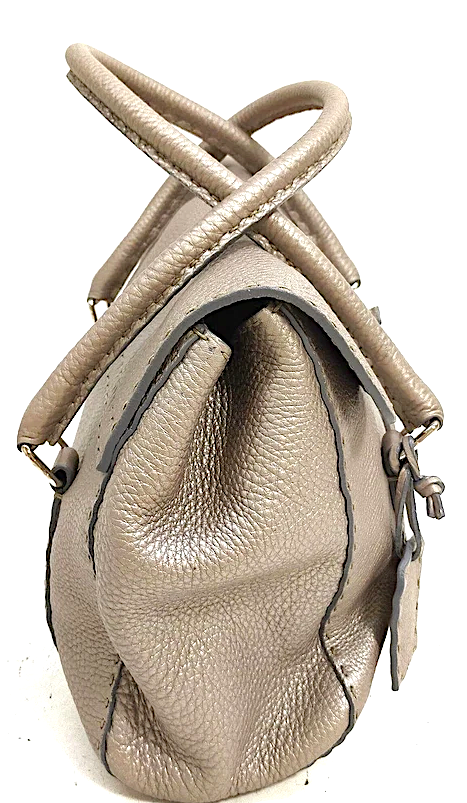 Fendi Italy. Silver Leather Hand Bag