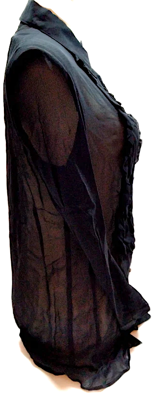 Fendi Italy. Black Rayon Semi Sheer Top