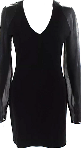 Rick Owens Paris. Lilies. Black Crew Neck Midi Length Dress