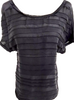 Chanel Paris. Black Textured Stripes Silk Top / Blouse